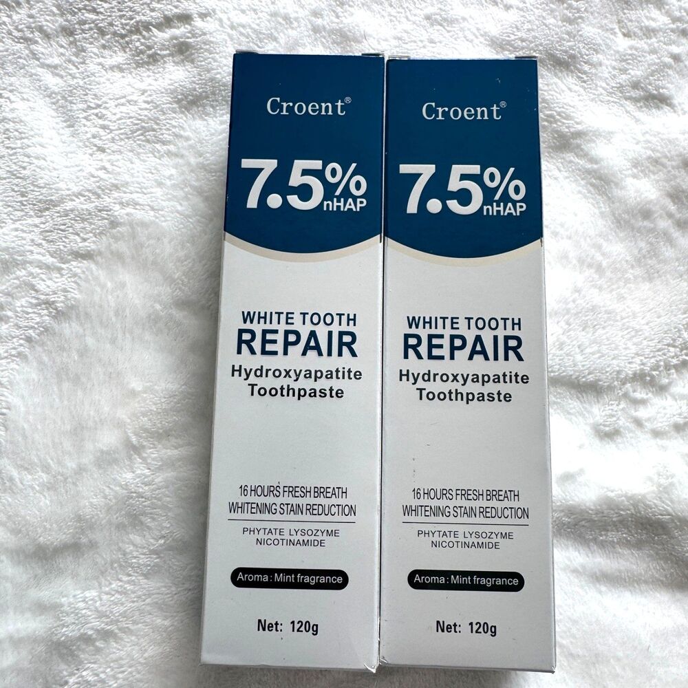 Croent 7.5% nHAP White Tooth Repair Hydroxyapatite Toothpaste Lot Of 2 NEW